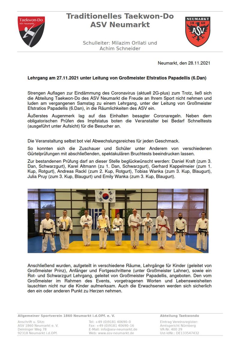 Lehrgang in Neumarkt (27/11/2021)